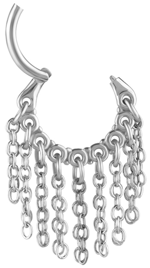 SS 316 HINGED RING WITH CHAIN DANGLES (PLAIN) 1,2x8mm