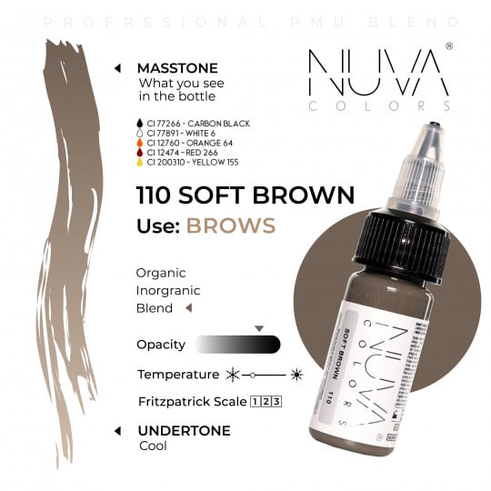 Nuva Colors PMU Pigment - 110 Soft Brown (15 ml)