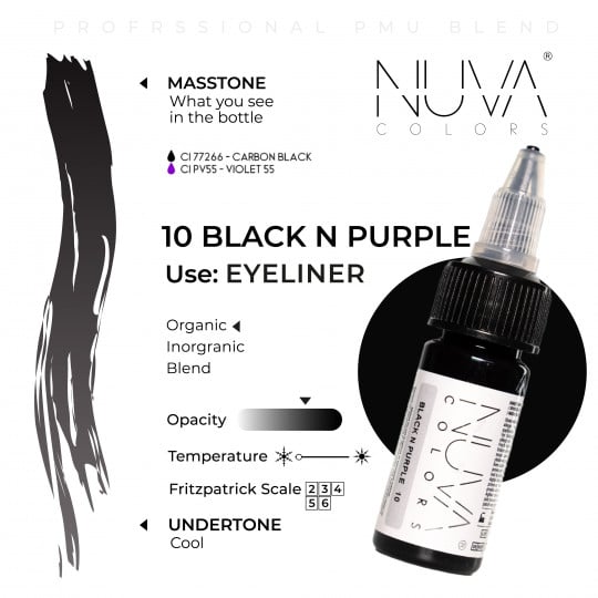 Nuva Colors PMU Pigment - 10 Black n Purple (15 ml)