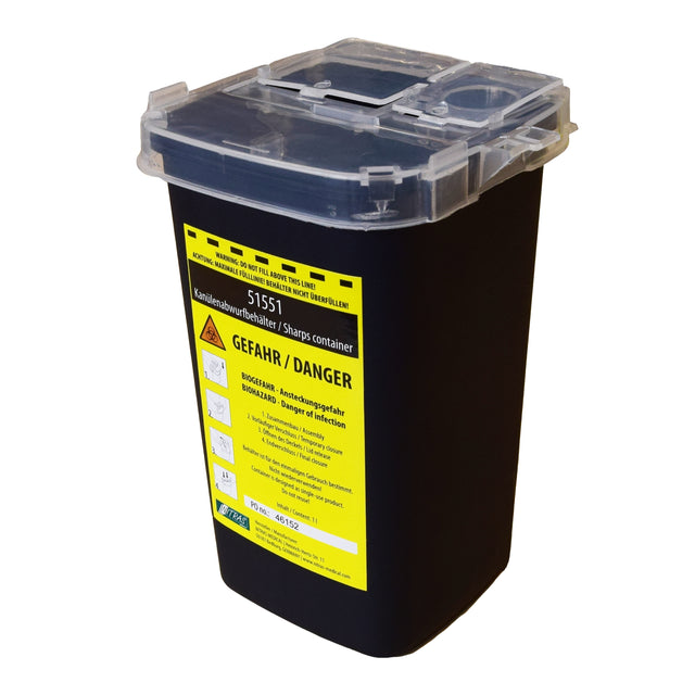 Nitras Medical Kanülenabwurfbehälter (1000 ml) - Schwarz