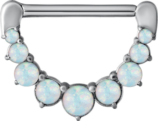 SS 316 JEWELLED NIPPLE CLICKER W/OPALS