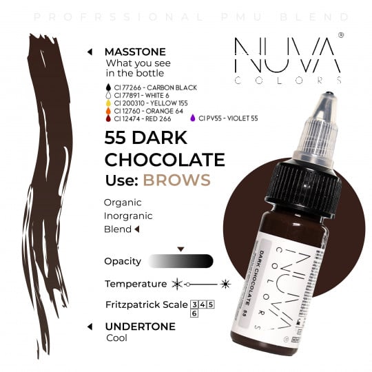 Nuva Colors PMU Pigment - 55 Dark Chocolate (15 ml)