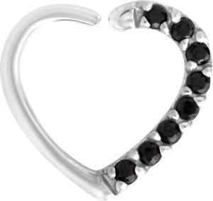 SS 316 ANNEALED HEART RING PAVE SET W. ZIRCONIA (LEFT)