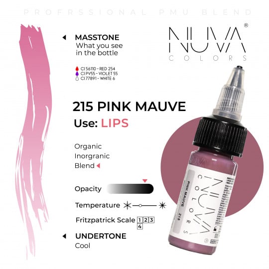 Nuva Colors PMU Pigment - 215 Pink Mauve (15 ml)