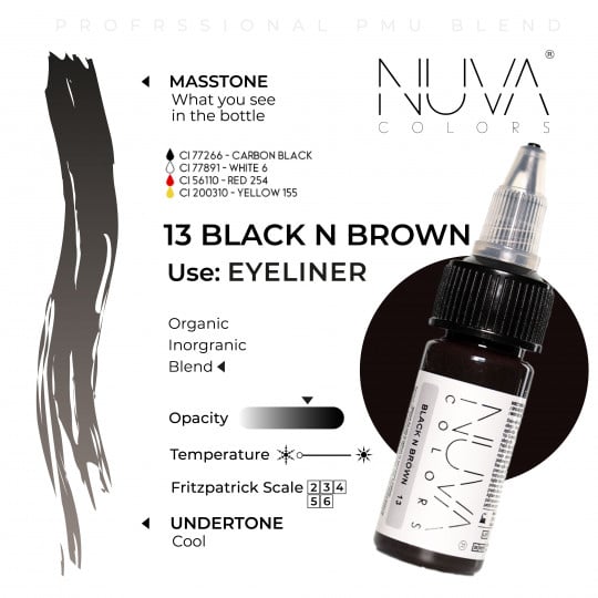 Nuva Colors PMU Pigment - 13 Black n Brown (15 ml)
