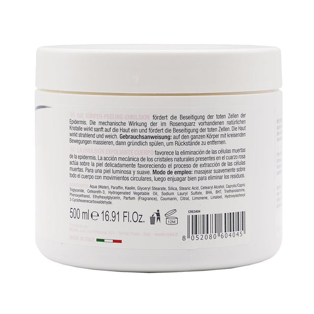 Ro.ial Peeling-Emulsion für den Körper mit Rosenquarz-Extrakt und Tonerde (500 ml)