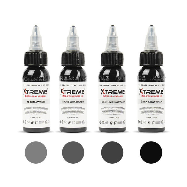 XTreme Ink Tattoofarbe - Graywash Set (4 x 30 ml)