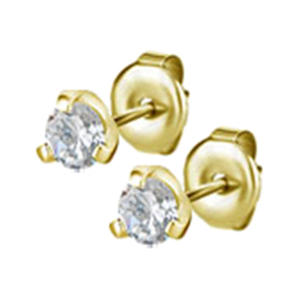 GD 316 EAR STUDS SET W. ROUND CUBIC ZIRCONIA (PAIR)