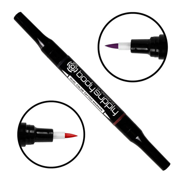 BodySupply Doppel-Tattoo-Marker - Violett/Rot