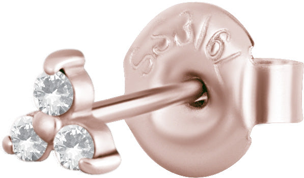 RG 316L TRINITY EARSTUDS SET W. CUBIC ZIRCONIA (PAIR) 0,8mm - 4mm - WH