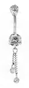 SS 316 MINI DOUBLE JEWEL BELLY BANANAS W/DANGLES 1,6x10mm model 04