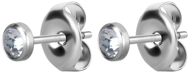 SS 316 FLAT JEWELLED DISC EAR STUDS (PAIR) 3mm