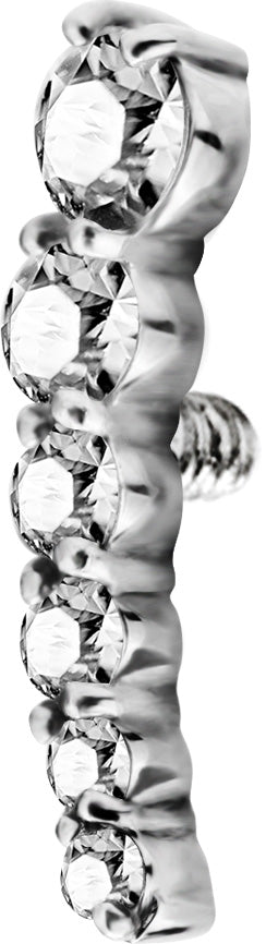 SS 316 int ATTACHMENT 1,2mm CUBIC ZIRCONIA mod. 14L Left - WH (15mm)