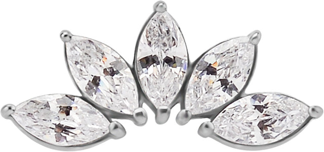 SS 316 int ATTACHMENT 1,2mm CUBIC ZIRCONIA mod. 43L - WH (13mm)