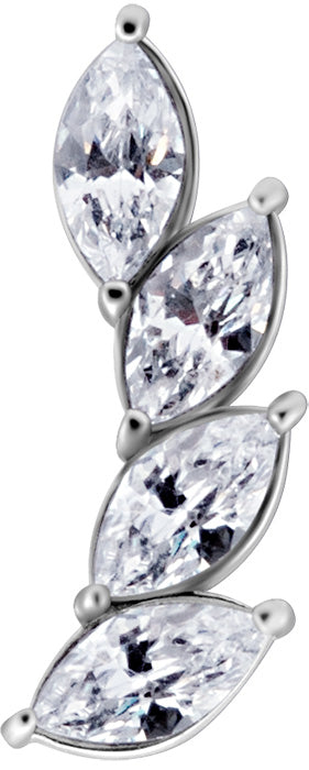 SS 316 int ATTACHMENT 1,2mm CUBIC ZIRCONIA mod. 56L Left - WH (12mm)