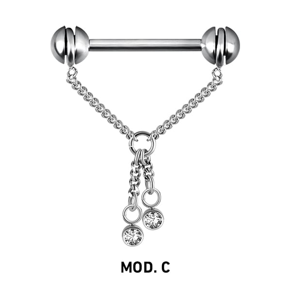 SS 316 NIPPLE CHAIN BARBELL - 1,6x14mm balls 5mm