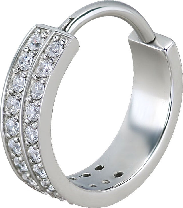 SS 316 HINGED RING SET W. ZIRCONIA (DOUBLE ROW) 1,2x12mm WH