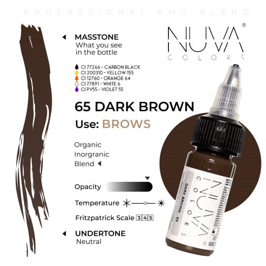 Nuva Colors PMU Pigment - 65 Dark Brown (15 ml)