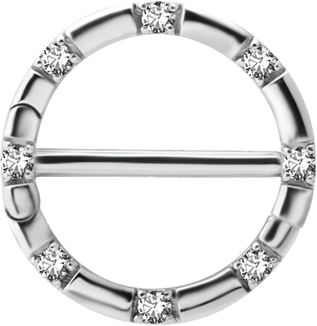 SS 316 JEWELLED DOUBLE NIPPLE CLICKER RING