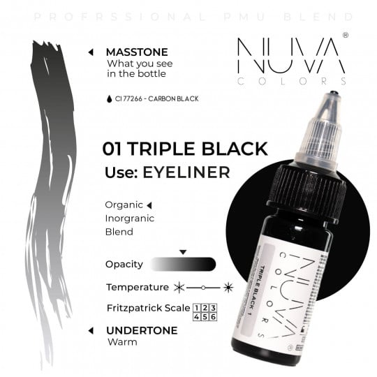 Nuva Colors PMU Pigment - 01 Triple Black (15 ml)