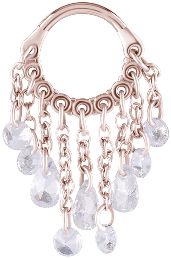 RG 316 HINGED RING WITH PEAR SHAPE AND ROUND STONE DANGLES 1,2x8mm WH