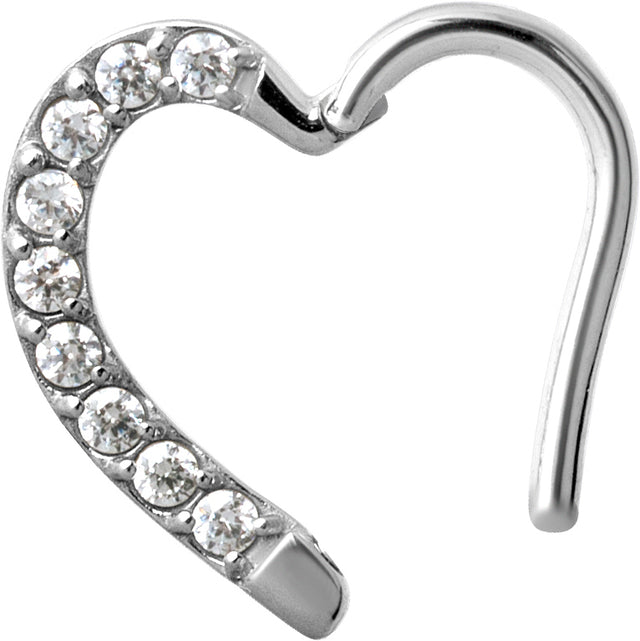 SS 316 JEWELLED HINGED HEART RING RIGHT