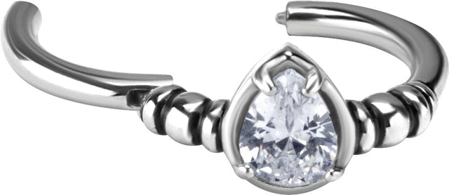 SS 316 HINGED RING SET W. TEARDROP ZIRCONIA