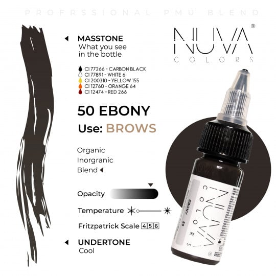 Nuva Colors PMU Pigment - 50 Ebony (15 ml)