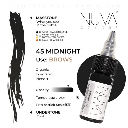Nuva Colors PMU Pigment - 45 Midnight (15 ml)