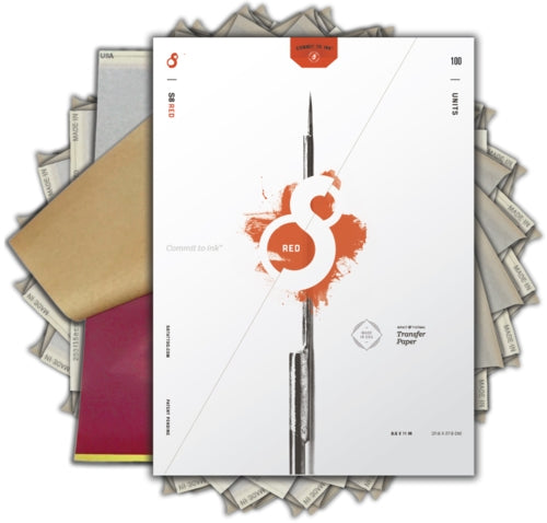 S8 Tattoo - Rotes Stencil Papier - A4 (21,6 x 27,9 cm) - 100 St.