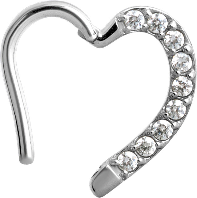 SS 316 JEWELLED HINGED HEART RING LEFT