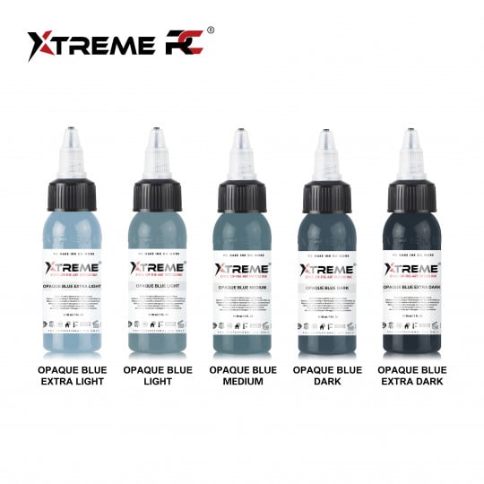XTreme Ink Tattoofarbe - Opaque Blue Set (5 x 30 ml)
