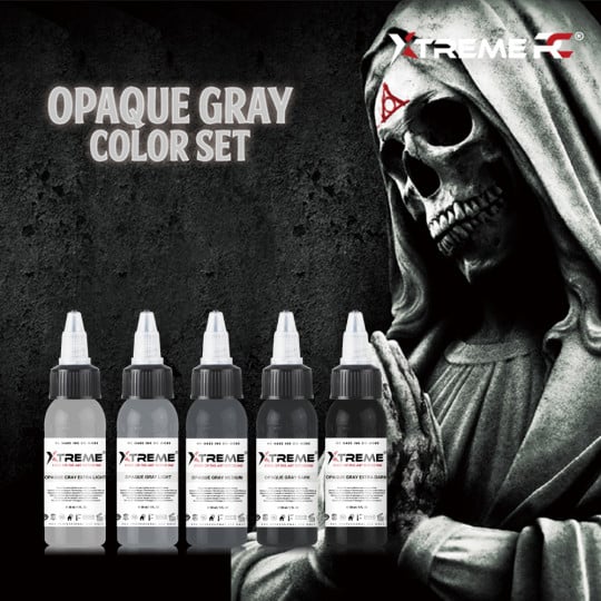 XTreme Ink Tattoofarbe - Opaque Gray Set (5 x 30 ml)