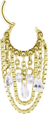 GD 316 HINGED RING WITH PEAR SHAPE AND ROUND STONE DANGLES 1,2x8mm WH