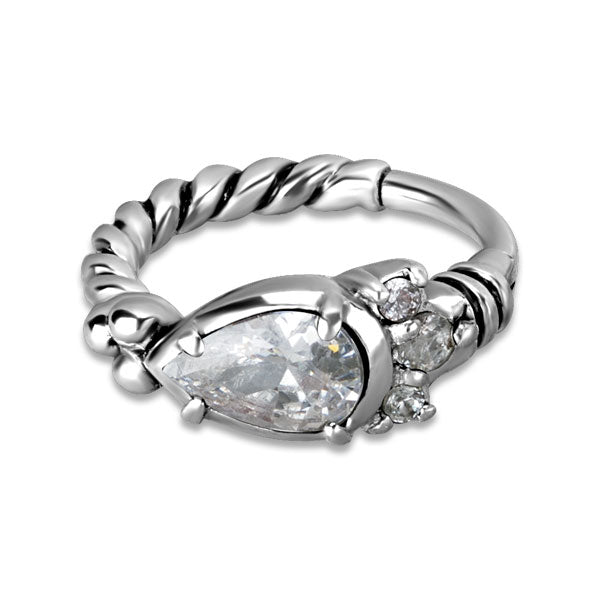 SS 316 HINGED RING W/ZIRCONIA mod.12