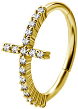 GD 316 HINGED RING SET W. ZIRCONIA (CROSS) 1,2x12mm WH