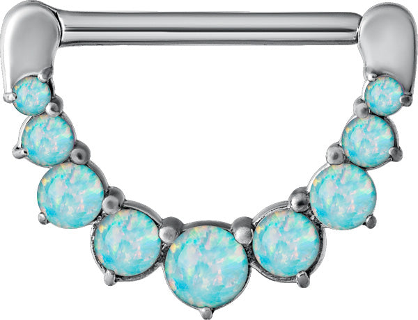 SS 316 JEWELLED NIPPLE CLICKER W/OPALS