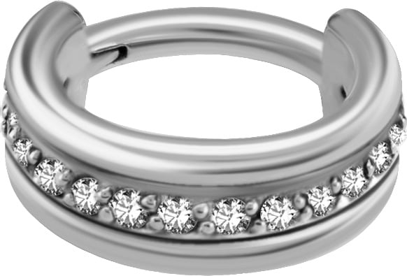 SS 316 TRIPLE HINGED RING SET WITH ZIRCONIA 1,2x7mm WH