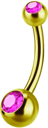 GD 316 6mm DOUBLE JEWEL NAVEL BARBELLS