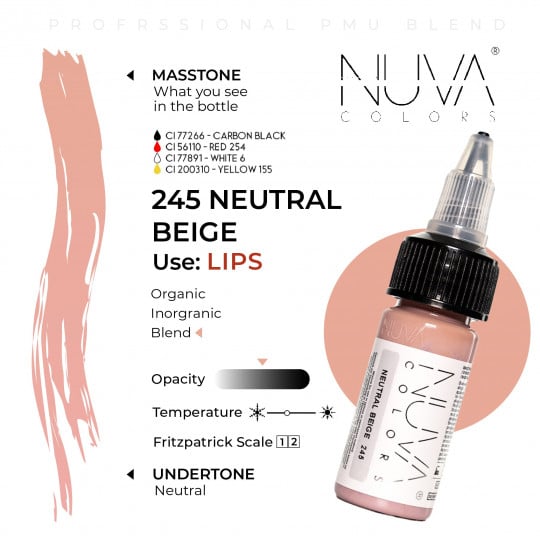 Nuva Colors PMU Pigment - 245 Neutral Beige (15 ml)