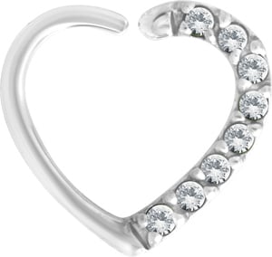 SS 316 ANNEALED HEART RING PAVE SET W. ZIRCONIA (LEFT)