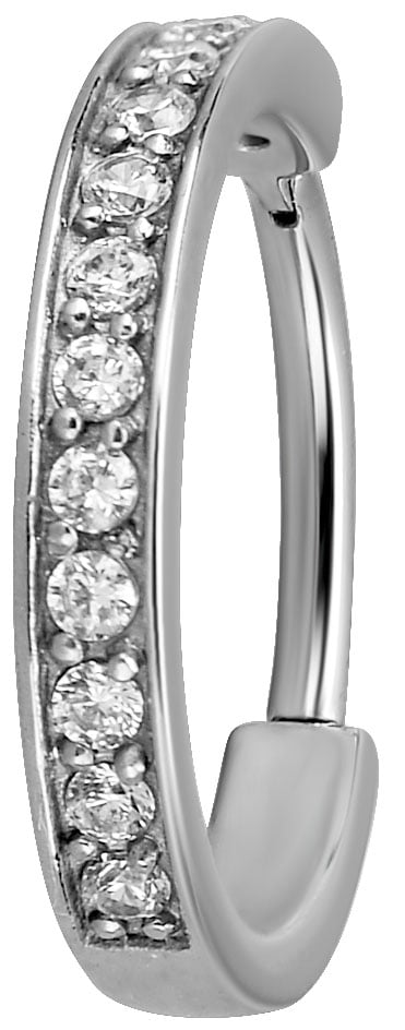 SS 316 HINGED RING SET W. ZIRCONIA (SINGLE ROW) 1,2x12mm WH