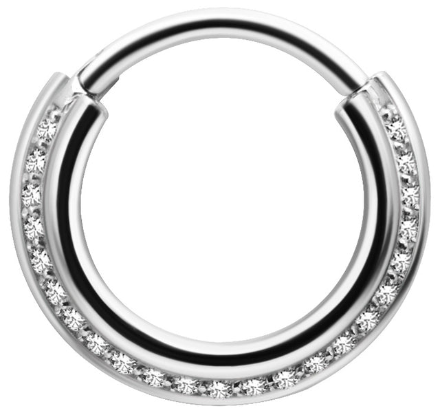 SS 316 TRIPLE SLANTED HINGED RING SET W. ZIRCONIA