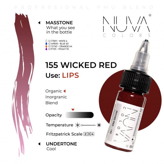 Nuva Colors PMU Pigment - 155 Wicked Red (15 ml)