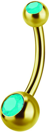 GD 316 6mm DOUBLE JEWEL NAVEL BARBELLS