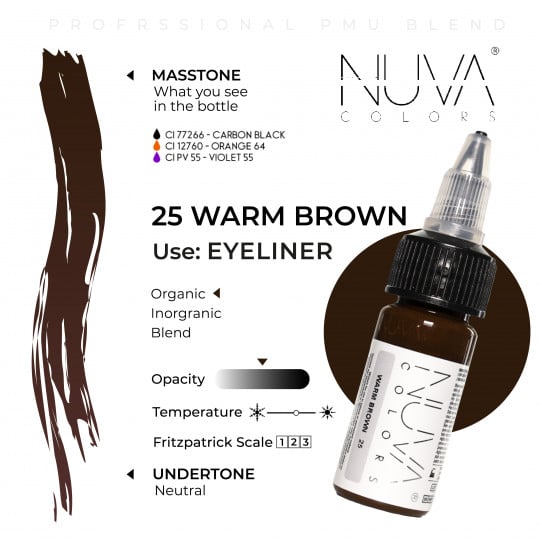 Nuva Colors PMU Pigment - 25 Warm Brown (15 ml)