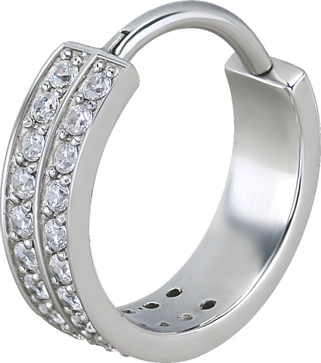 SS 316 HINGED RING (DOUBLE ROW) SET W. ZIRCONIA