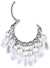 SS 316 HINGED RING WITH PEAR SHAPE STONE DANGLES 1,2x8mm WH