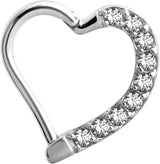 SS 316 JEWELLED HINGED HEART RING LEFT