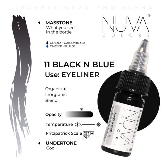 Nuva Colors PMU Pigment - 11 Black n Blue (15 ml)